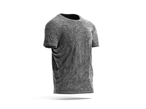Black Mens T-Shirt - melange wrinkled tshirt 3D Model