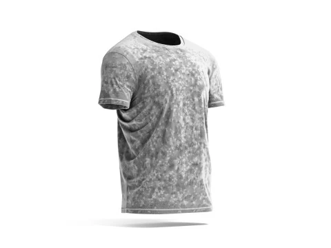 Black Mens T-Shirt - melange wrinkled tshirt 3D Model