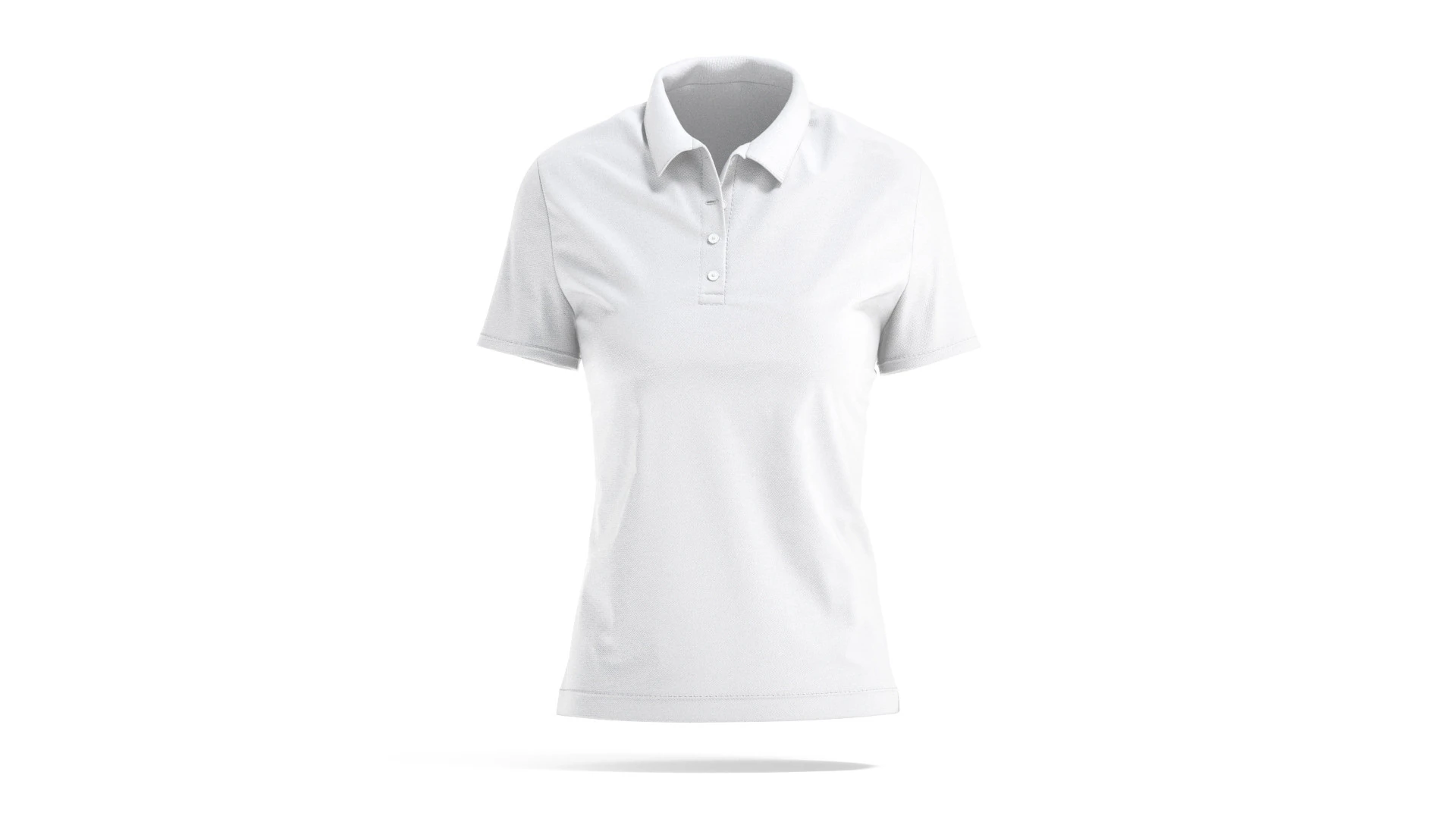 White Womens Polo Shirt - sport female tshirt with collar 3D Model .c4d .max .obj .3ds .fbx .stl .blend 