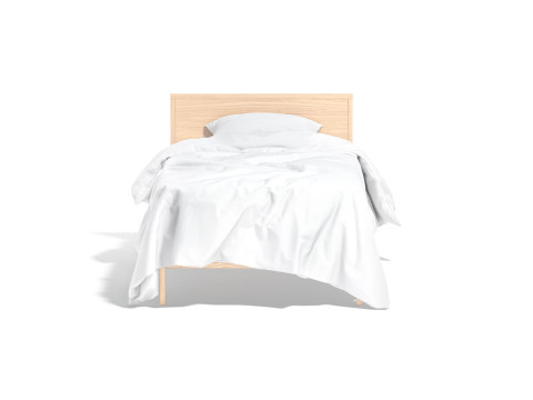 White Wooden Single Bed - twin singlebed with pillow and mattress 3D मॉडल