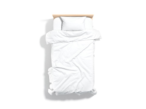 White Wooden Single Bed - twin singlebed with pillow and mattress 3D मॉडल