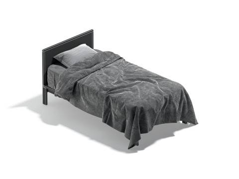White Wooden Single Bed - twin singlebed with pillow and mattress 3D मॉडल