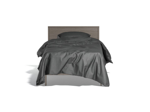 Black Wooden Single Bed - twin singlebed with pillow and mattress Modello 3D