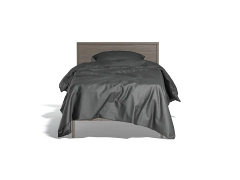 Black Wooden Single Bed - twin singlebed with pillow and mattress 3D Model