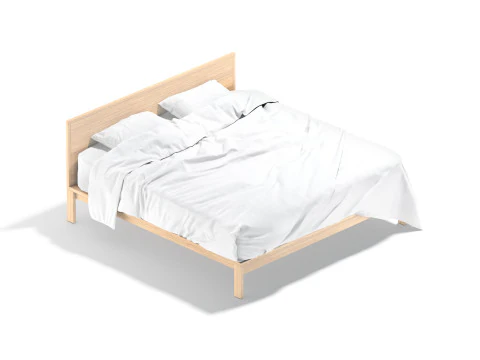 Tempat Tidur Double Kayu Putih - tempat tidur berukuran king dengan bantal dan kasur Model 3D