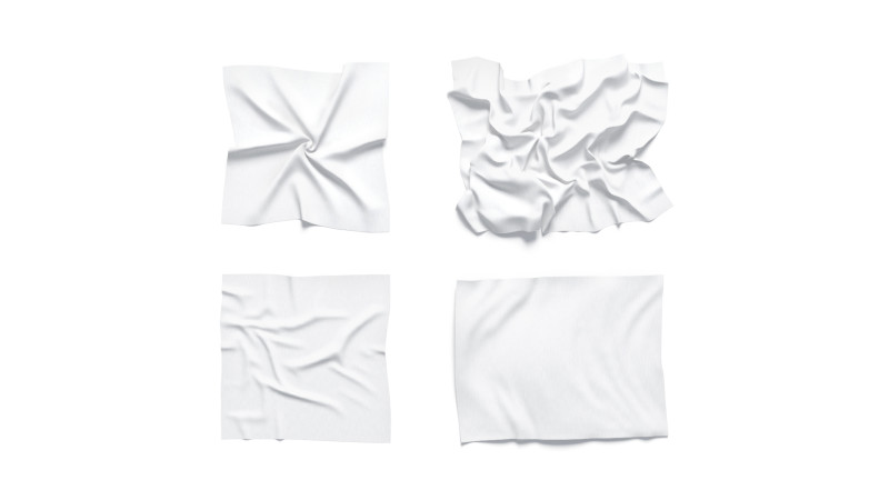 White Crumpled Fabric 4 Types - wrinkled cotton textile set 3D Модель .c4d .max .obj .3ds .fbx .stl .blend
