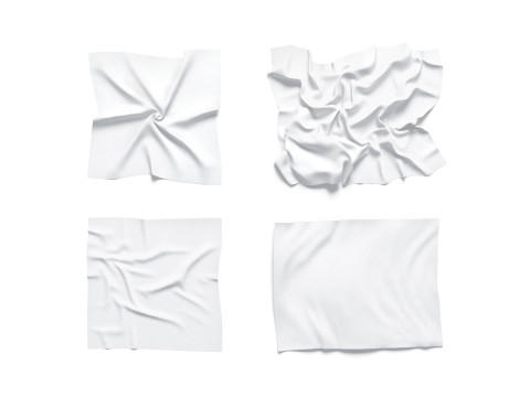 White Crumpled Fabric 4 Types - wrinkled cotton textile set 3D 모델