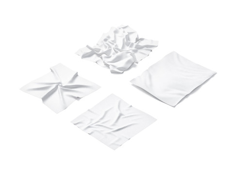 White Crumpled Fabric 4 Types - wrinkled cotton textile set 3D Модель
