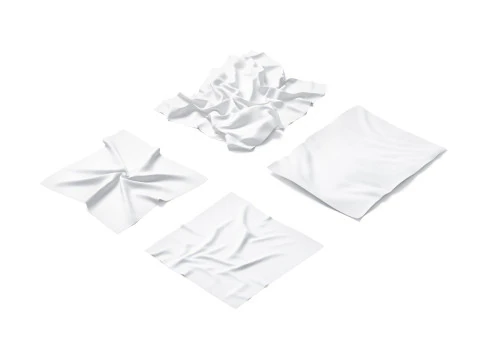 Beyaz Buruşuk Kumaş 4 &Ccedil;eşit - buruşuk pamuklu tekstil seti 3D Model