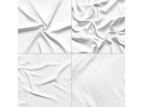 White Crumpled Fabric 4 Types - wrinkled cotton textile set 3D Модель