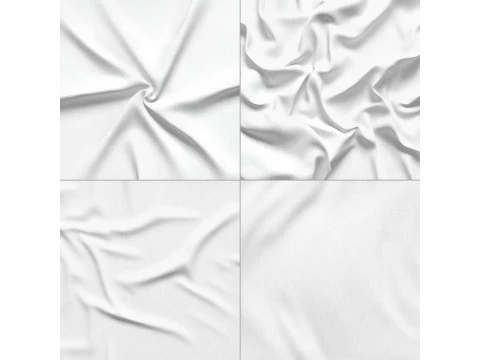Beyaz Buruşuk Kumaş 4 &Ccedil;eşit - buruşuk pamuklu tekstil seti 3D Model
