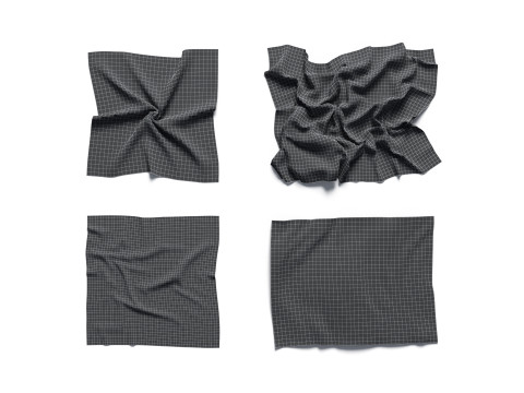 White Crumpled Fabric 4 Types - wrinkled cotton textile set 3D Модель