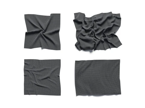Beyaz Buruşuk Kumaş 4 &Ccedil;eşit - buruşuk pamuklu tekstil seti 3D Model