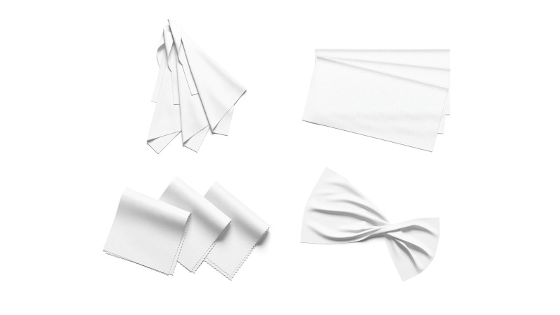 White Folded Fabric Sample 4 Types - crumpled cotton textile pieces set 3D Модель .c4d .max .obj .3ds .fbx .stl .blend