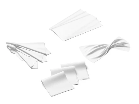 White Folded Fabric Sample 4 Types - crumpled cotton textile pieces set 3D Model