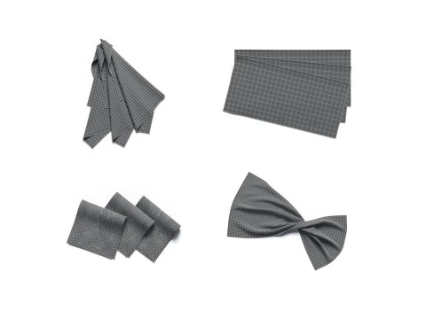 White Folded Fabric Sample 4 Types - crumpled cotton textile pieces set 3D Model