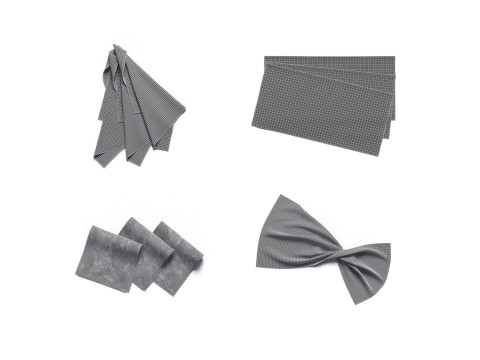 White Folded Fabric Sample 4 Types - crumpled cotton textile pieces set 3D Модель