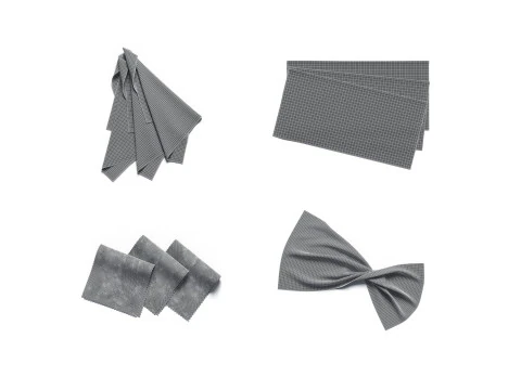 White Folded Fabric Sample 4 Types - crumpled cotton textile pieces set 3D Model