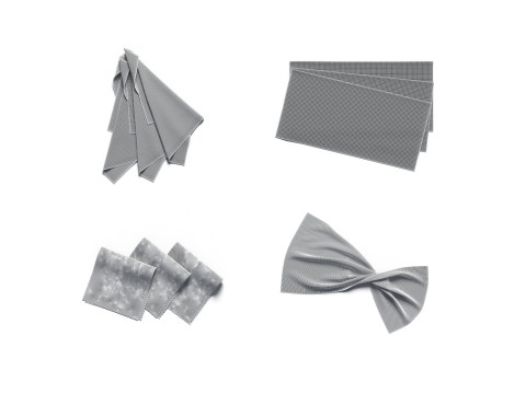 White Folded Fabric Sample 4 Types - crumpled cotton textile pieces set 3D Модель