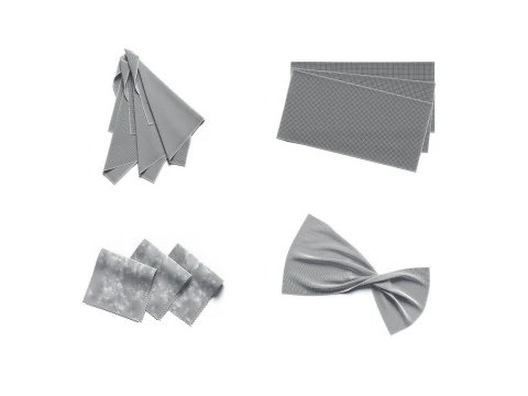 White Folded Fabric Sample 4 Types - crumpled cotton textile pieces set 3D Model