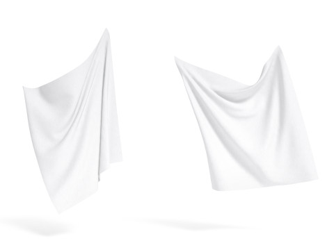 White Fabric Drapery 2 Types - wrinkled cotton textile material sheet Modelo 3D