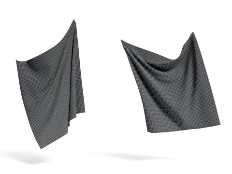 White Fabric Drapery 2 Types - wrinkled cotton textile material sheet 3D Model