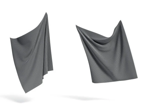 White Fabric Drapery 2 Types - wrinkled cotton textile material sheet 3D Model