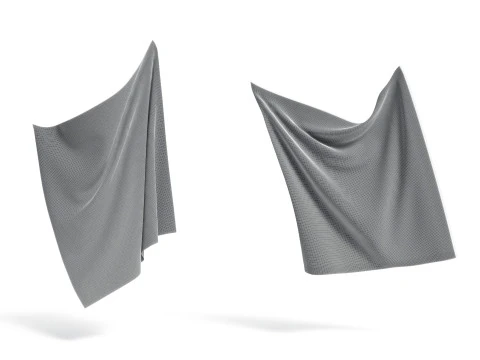 White Fabric Drapery 2 Types - wrinkled cotton textile material sheet 3D Model