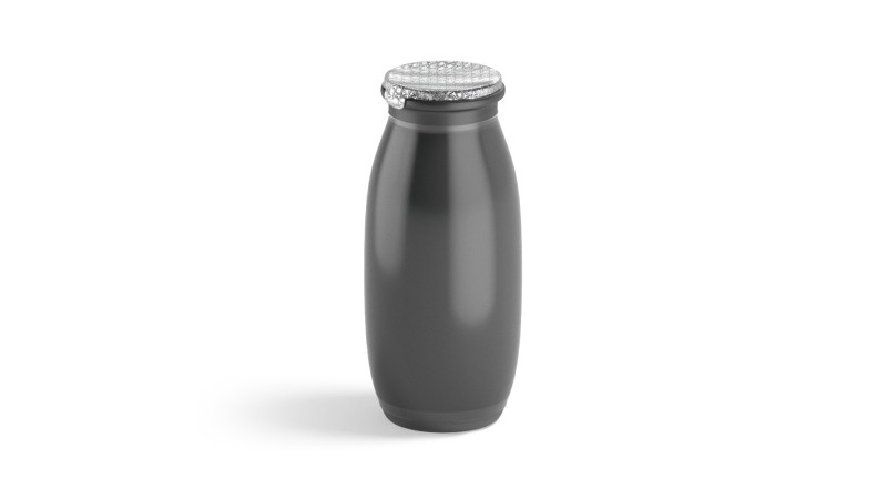 Black Plastic Yogurt Bottle - small yoghurt milk package 3D Model .c4d .max .obj .3ds .fbx .stl .blend