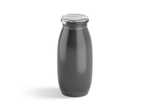 Black Plastic Yogurt Bottle - small yoghurt milk package 3D Model