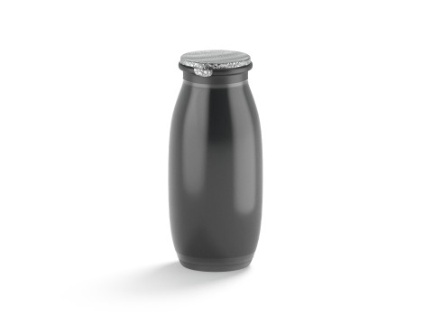 Black Plastic Yogurt Bottle - small yoghurt milk package 3D Model