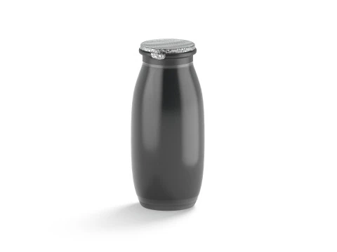 Black Plastic Yogurt Bottle - small yoghurt milk package 3D Model