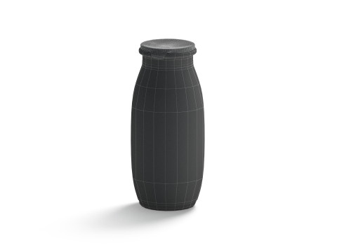Black Plastic Yogurt Bottle - small yoghurt milk package 3D Model