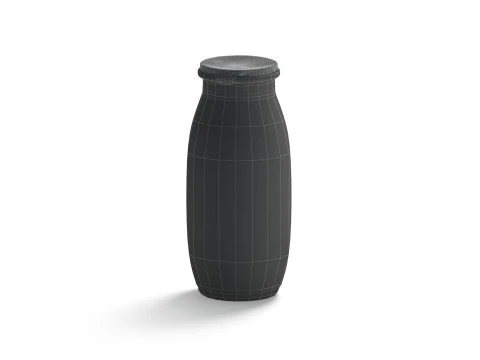 Black Plastic Yogurt Bottle - small yoghurt milk package 3D Model