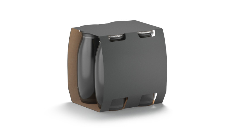 Black Plastic Yogurt Bottle 4 Pack - small yoghurt milk cardboard packaging Modelo 3D .c4d .max .obj .3ds .fbx .stl .blend