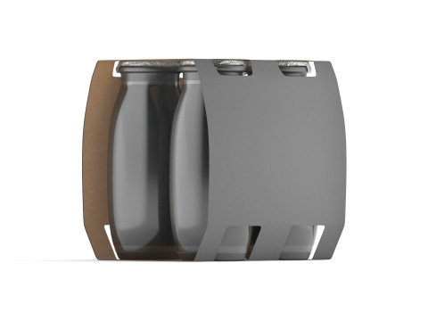 Black Plastic Yogurt Bottle 4 Pack - small yoghurt milk cardboard packaging Modelo 3D