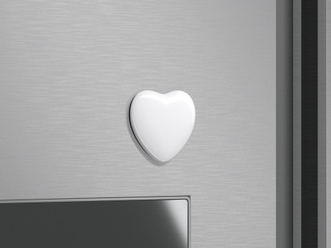 White Heart Fridge Magnet - heart-shaped magnetic souvenir on refrigerator 3D मॉडल