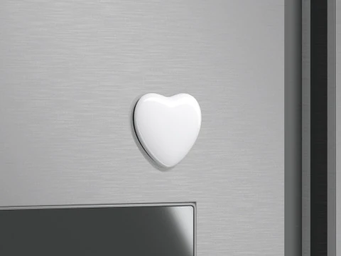 Wei&szlig;er Herz-K&uuml;hlschrankmagnet &ndash; herzf&ouml;rmiges magnetisches Souvenir am K&uuml;hlschrank 3D Modell