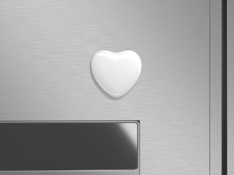 White Heart Fridge Magnet - heart-shaped magnetic souvenir on refrigerator 3D 모델