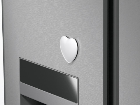 White Heart Fridge Magnet - heart-shaped magnetic souvenir on refrigerator 3D 모델
