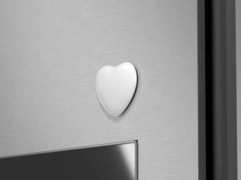 White Heart Fridge Magnet - heart-shaped magnetic souvenir on refrigerator 3D 모델