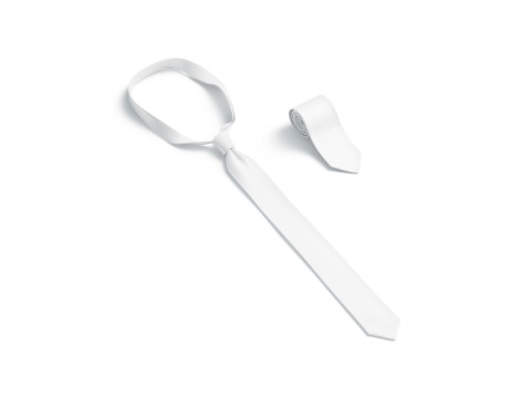 White Classic Neck Tie - rolled necktie accessory for men costume 3D 模型