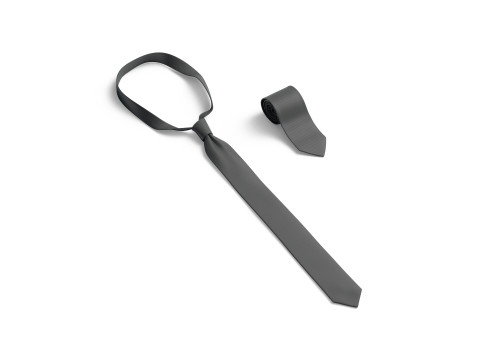 Black Classic Neck Tie - rolled necktie accessory for men costume 3D मॉडल