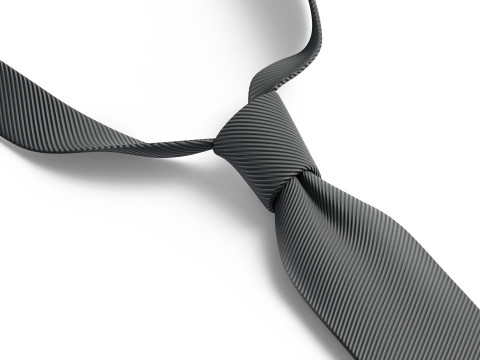 Black Classic Neck Tie - rolled necktie accessory for men costume 3D-Modell
