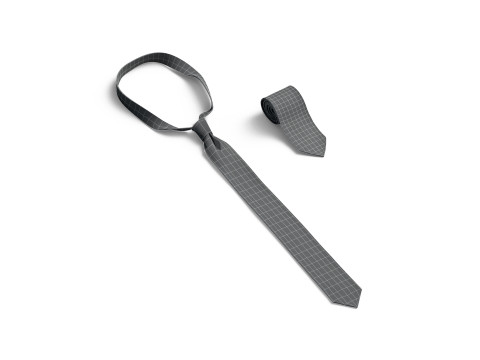 Black Classic Neck Tie - rolled necktie accessory for men costume 3D-Modell