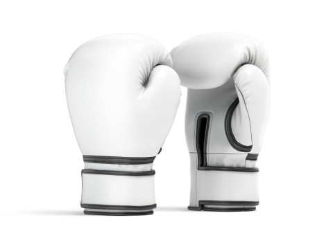 White Leather Boxing Gloves - punch sparring kickboxing equipment 3D Модель