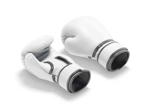White Leather Boxing Gloves - punch sparring kickboxing equipment 3D Модель