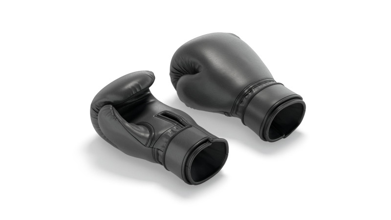 Black Leather Boxing Gloves - punch training kickboxing equipment 3D Модель .c4d .max .obj .3ds .fbx .stl .blend