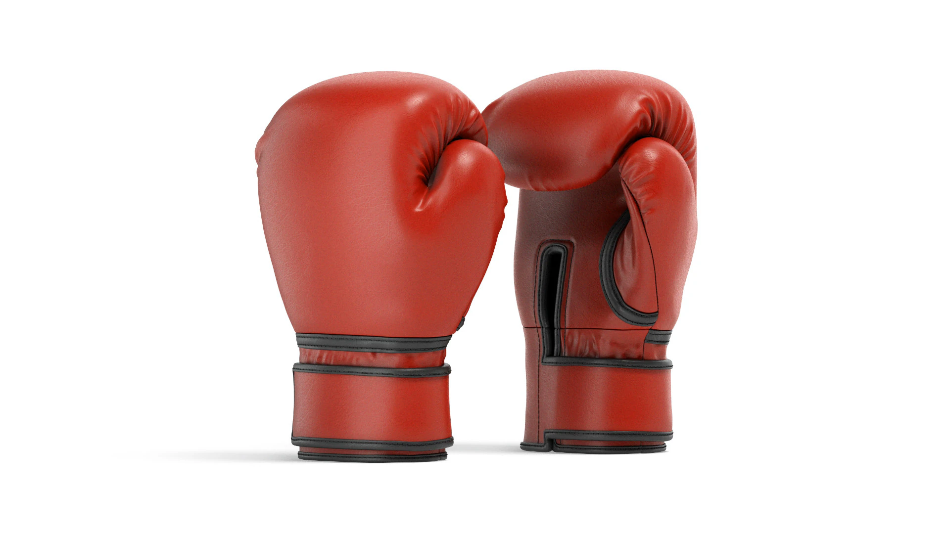 Red Leather Boxing Gloves - punch sparring kickboxing equipment 3D Model .c4d .max .obj .3ds .fbx .stl .blend 