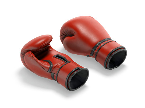 Red Leather Boxing Gloves - punch sparring kickboxing equipment Modello 3D